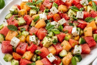 Thumbnail for Summer Melon Feta Salad with Spicy Honey Citrus Dressing