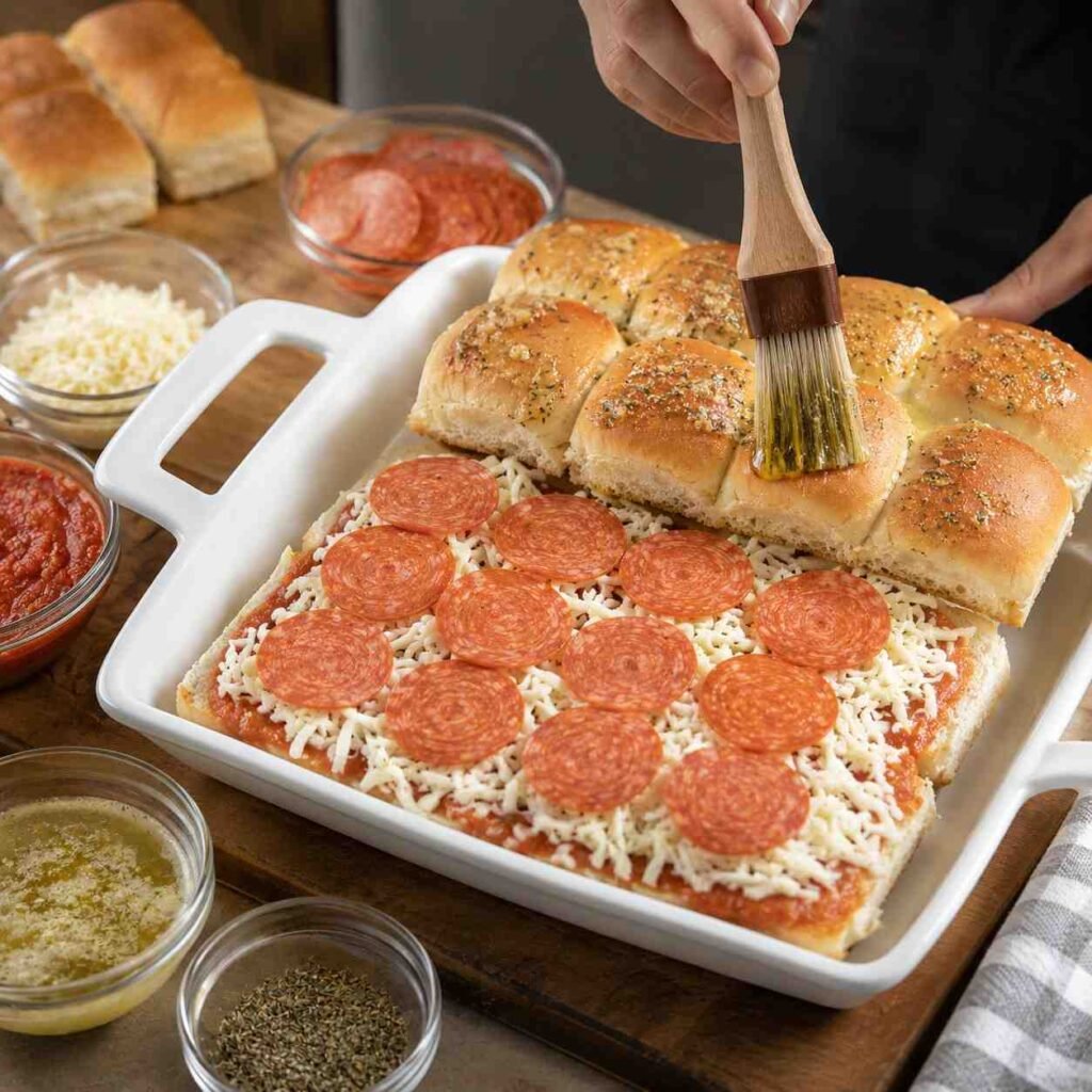 Pepperoni Pizza Sliders prep