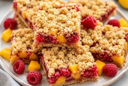 Thumbnail for Tropical Raspberry Mango Crumble Bars