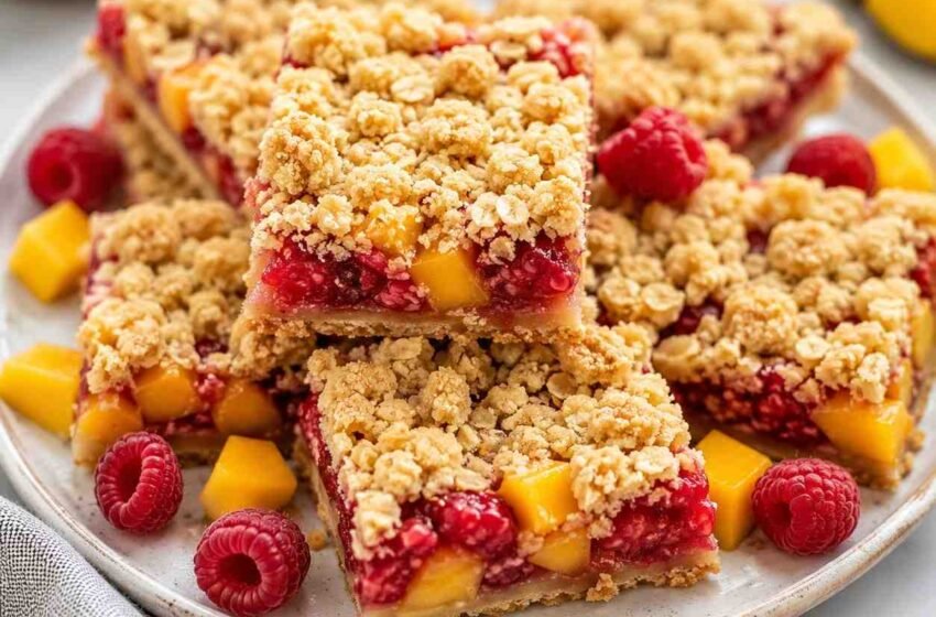 Raspberry Mango Crumble Bars