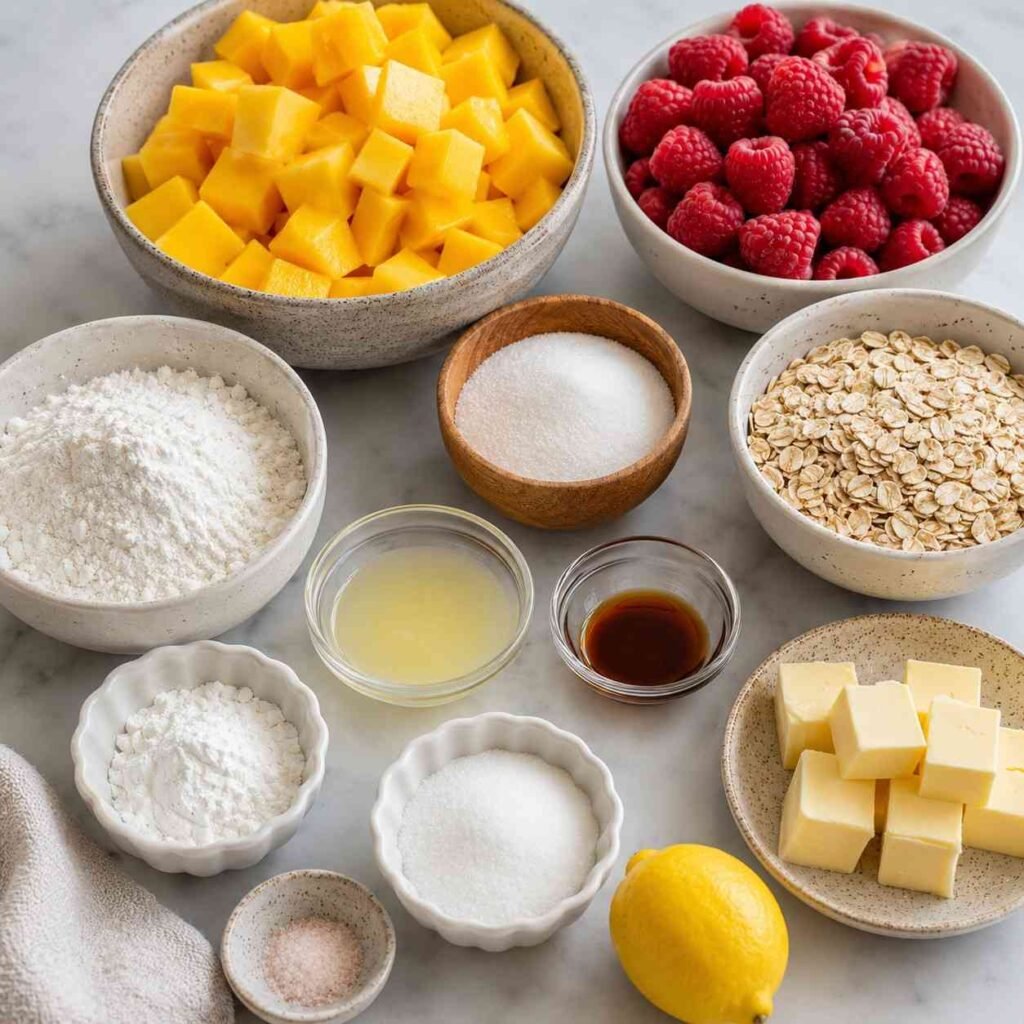 Raspberry Mango Crumble Bars ingredients