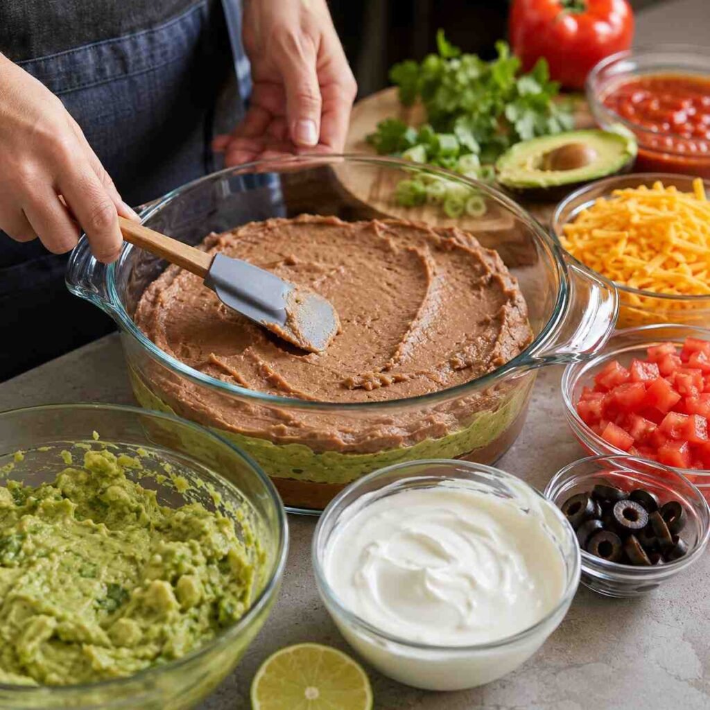 Seven Layer Dip prep