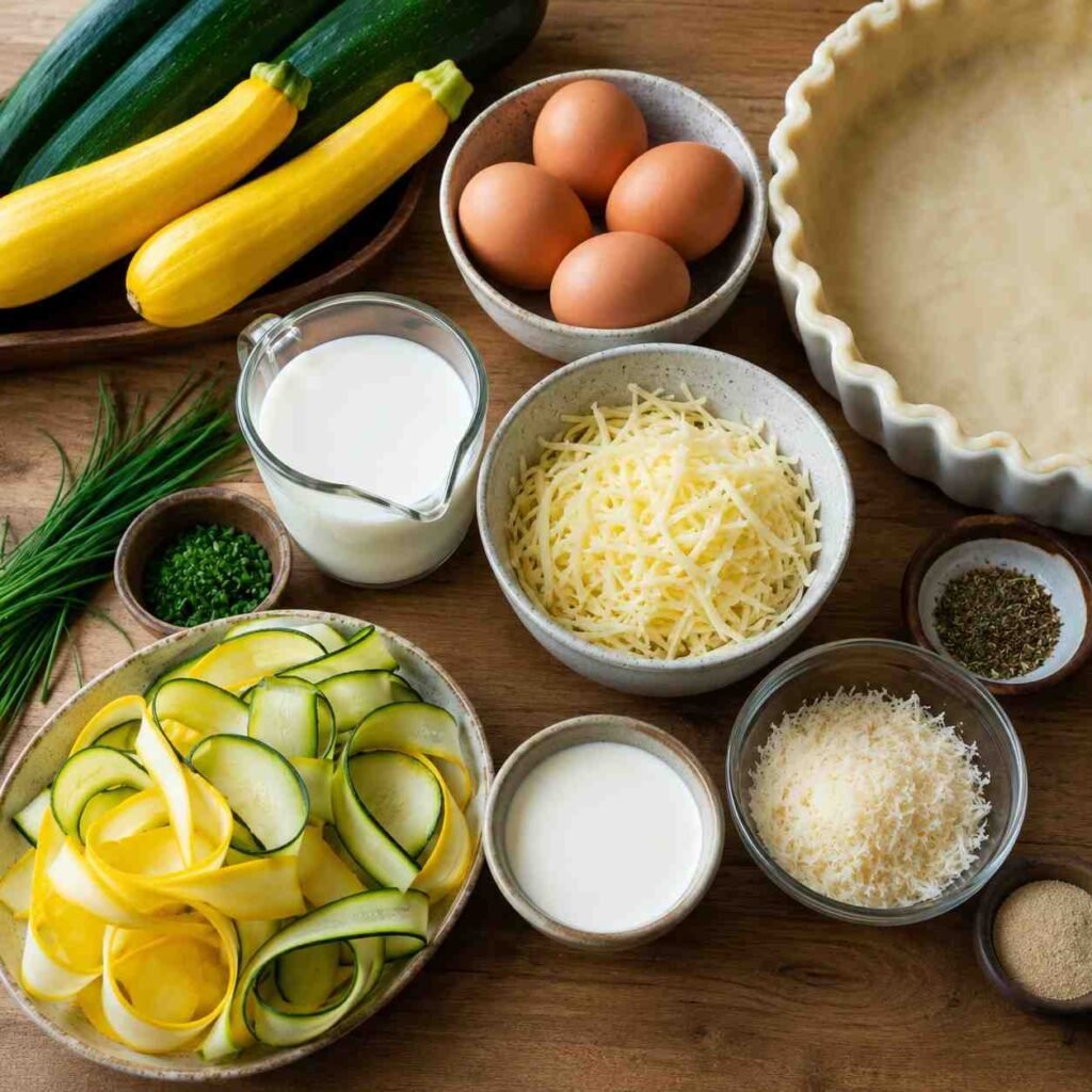 Squash Ribbon Quiche ingredients