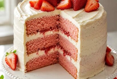 Thumbnail for Fresh Strawberry Layer Cake with Cream Cheese Frosting