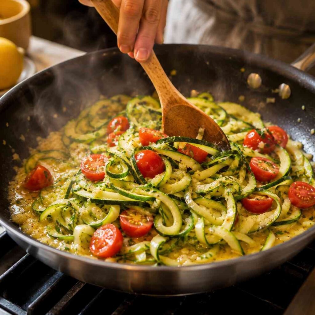 Zucchini Scampi prep